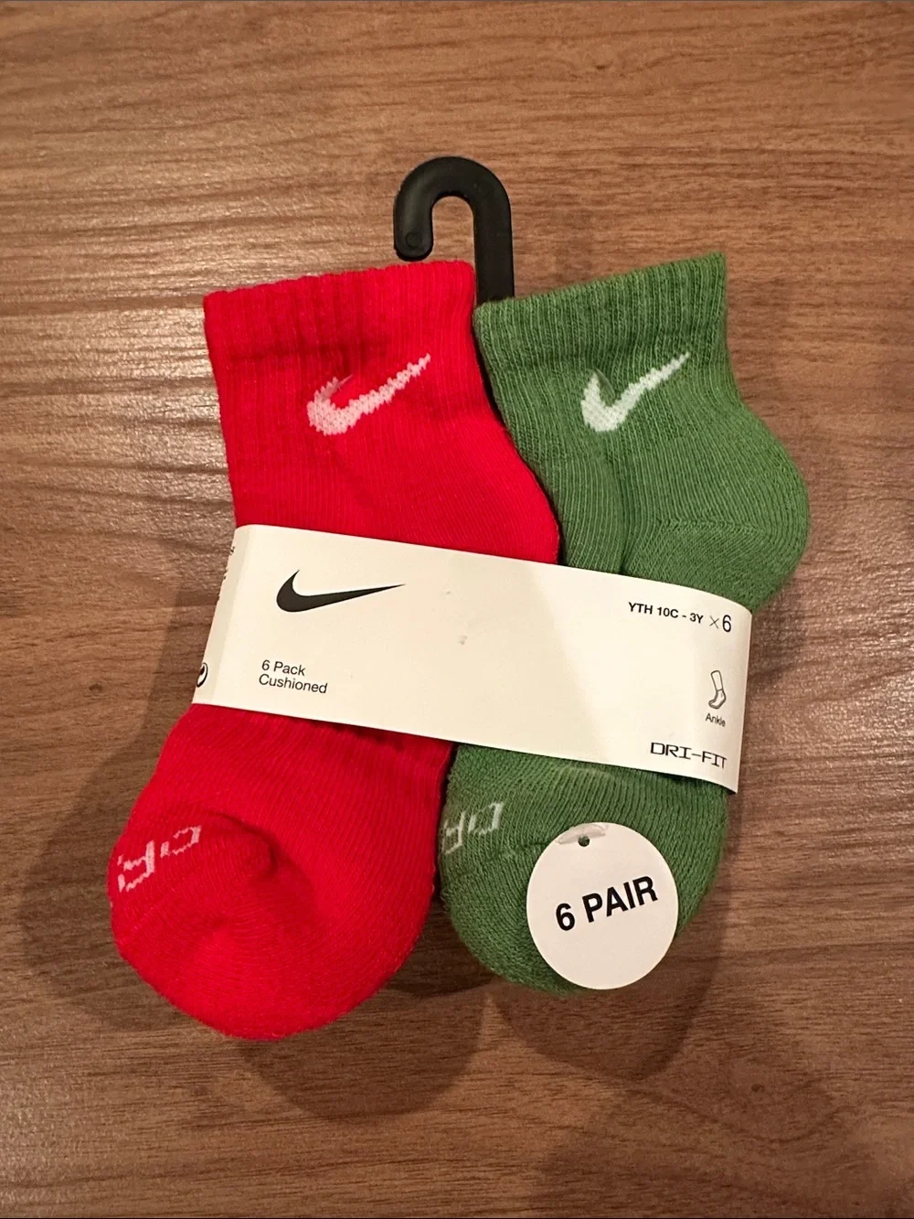 Nike Red & Green Kids Cushioned Socks